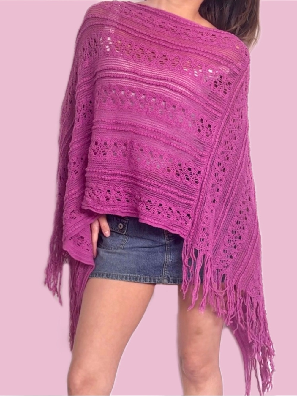 🐚 Y2K PURPLE KNIT PONCHO